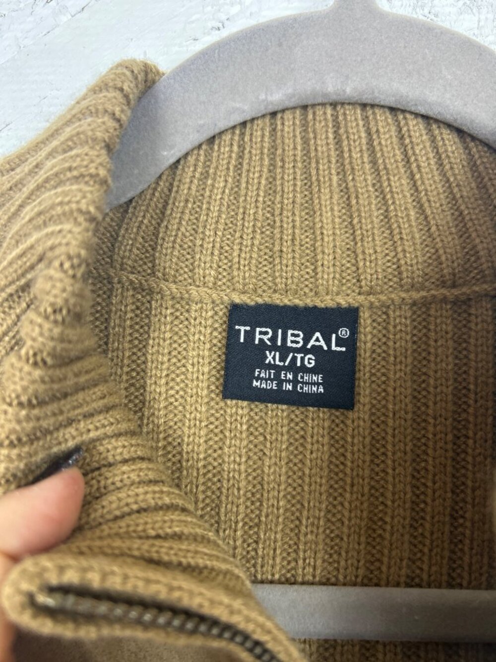Tribal Women's XL Tan Vest Zip Front Suede Look Cozy Knit Fall Layer Rustic Chic - Picture 3 of 11